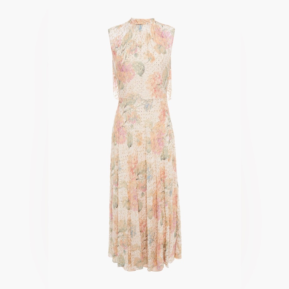 RED VALENTINO Cutout metallic floral chiffon midi dress - Picture 3 of 13
